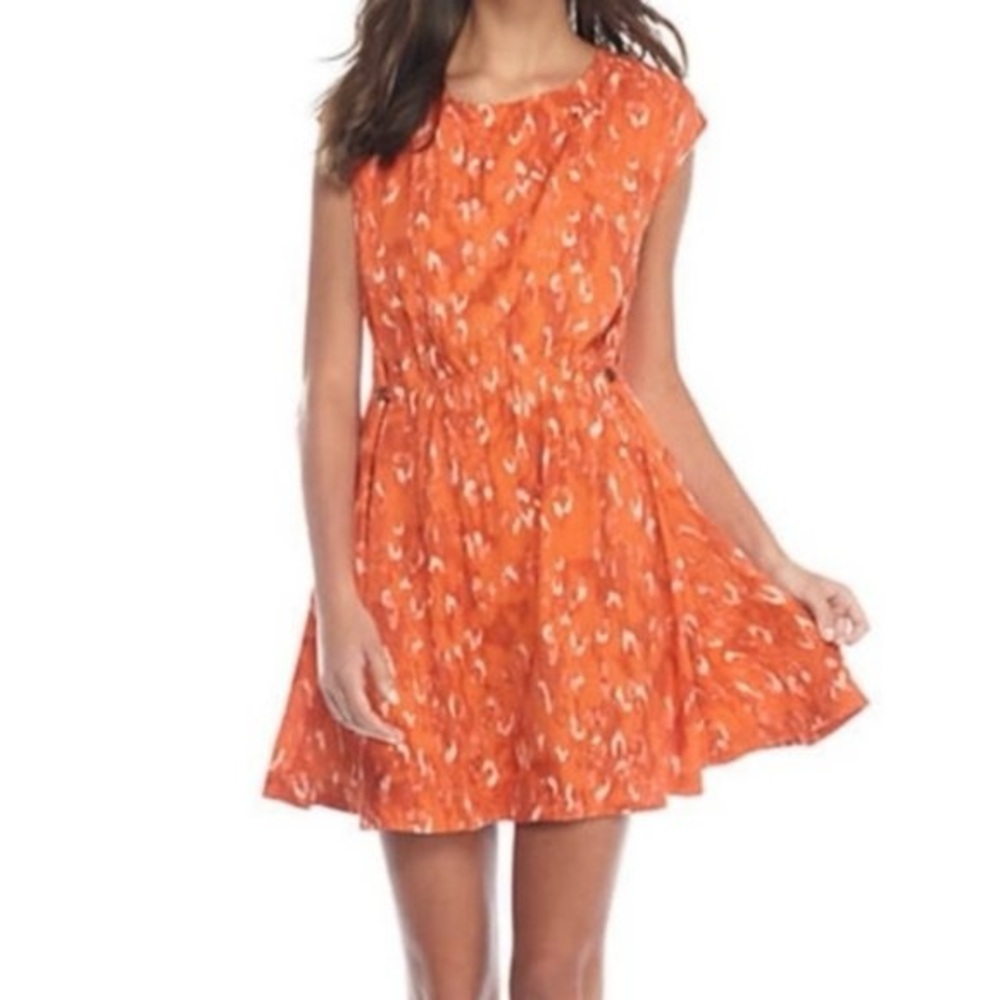 Free People Fake Love Orange Animal Print Mini Dress EUC Size XS